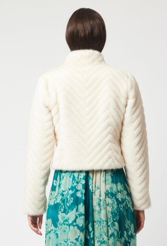 OnceWas Altair Faux Fur Jacket in Porcelain