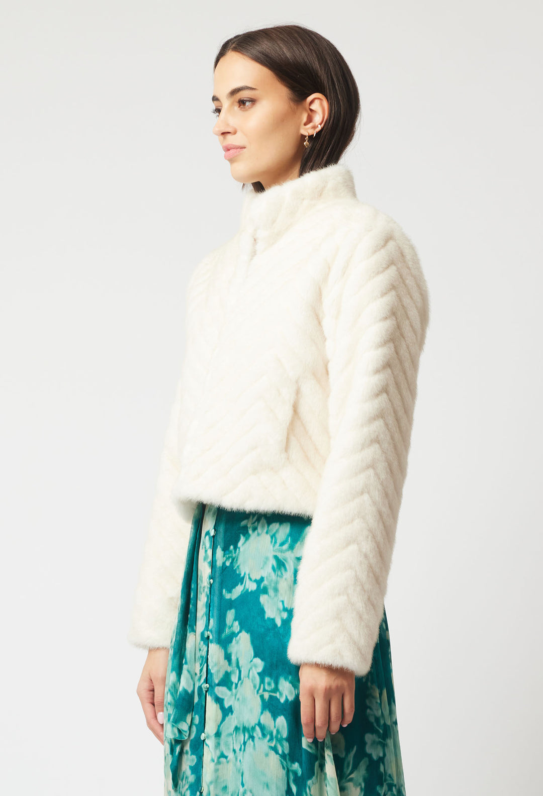 OnceWas Altair Faux Fur Jacket in Porcelain