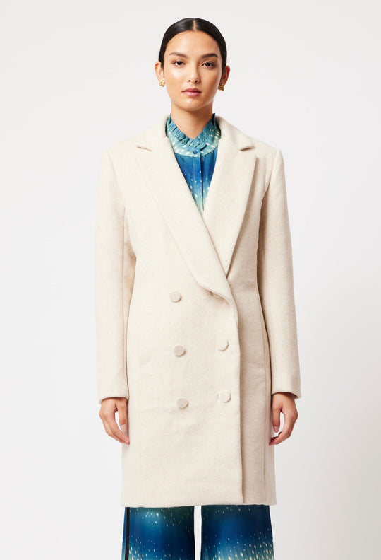 Pisces Wool Blend Coat in Fawn