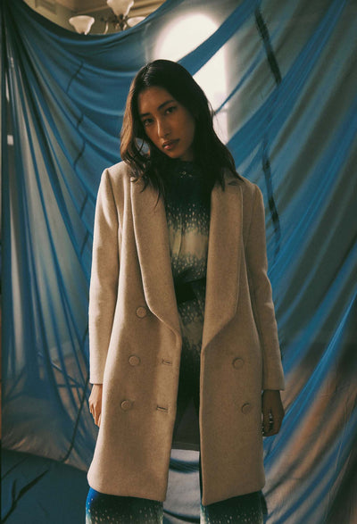 Pisces Wool Blend Coat in Fawn