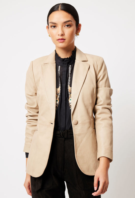 Vega Leather Jacket in Oatmeal