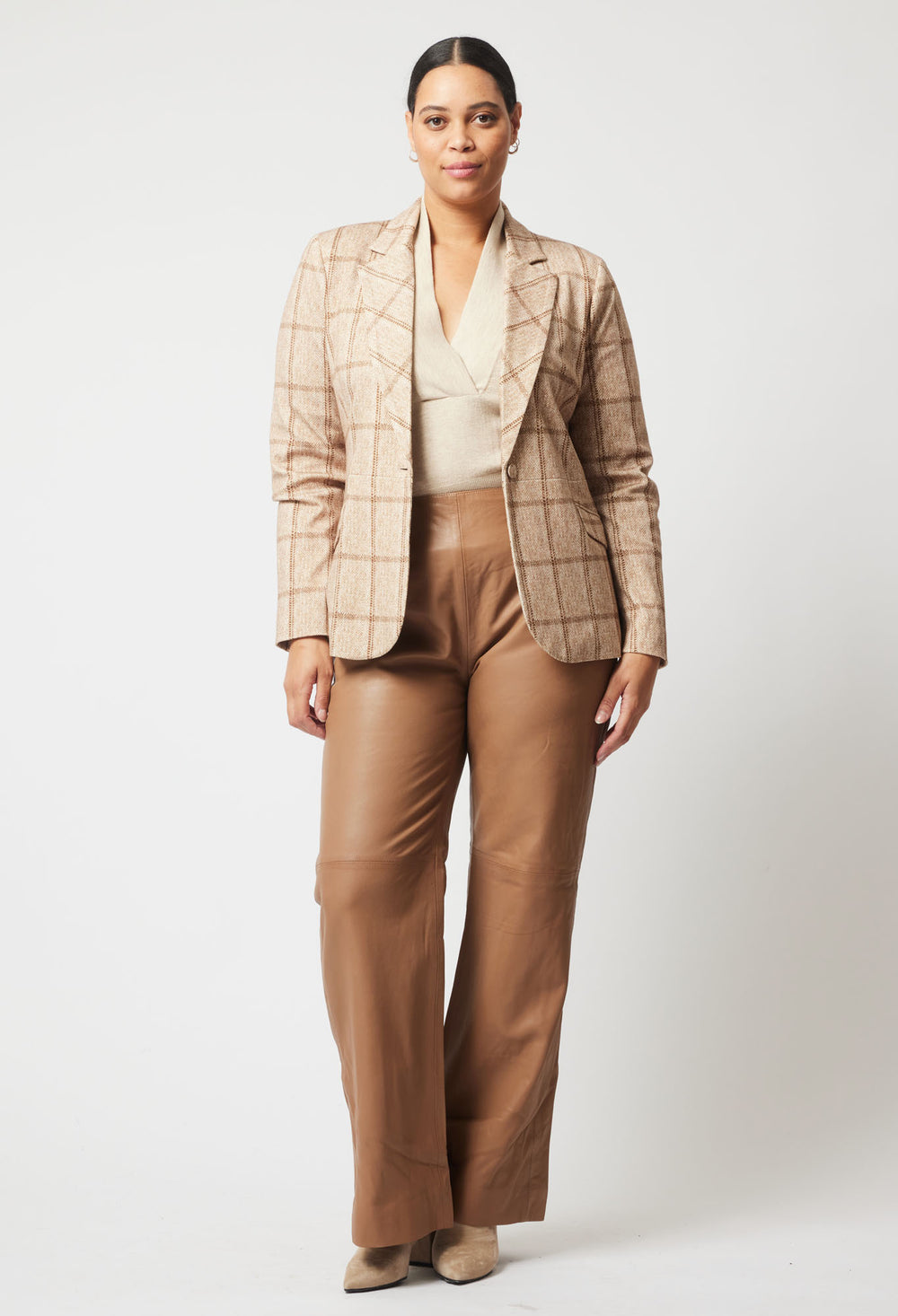 Venus Ponte Blazer in Oatmeal Check