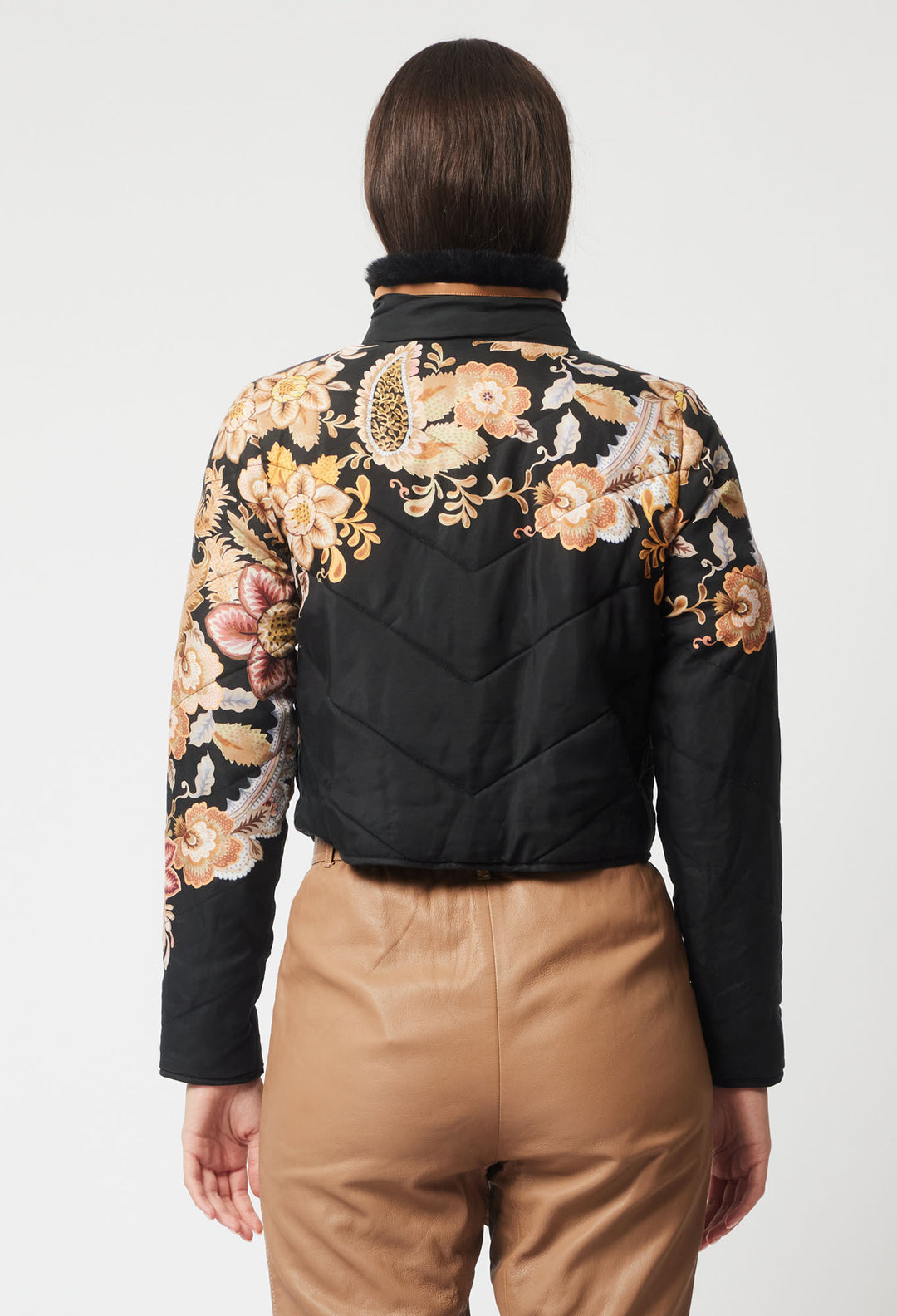 OnceWas Empress Cupro Viscose Bomber Jacket in Dragon Flower