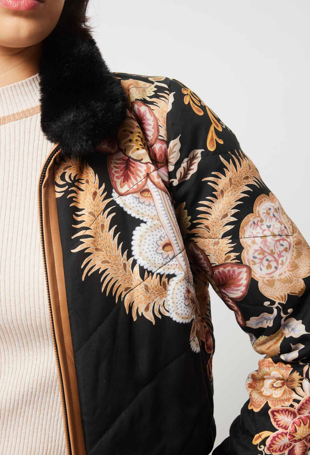 OnceWas Empress Cupro Viscose Bomber Jacket in Dragon Flower