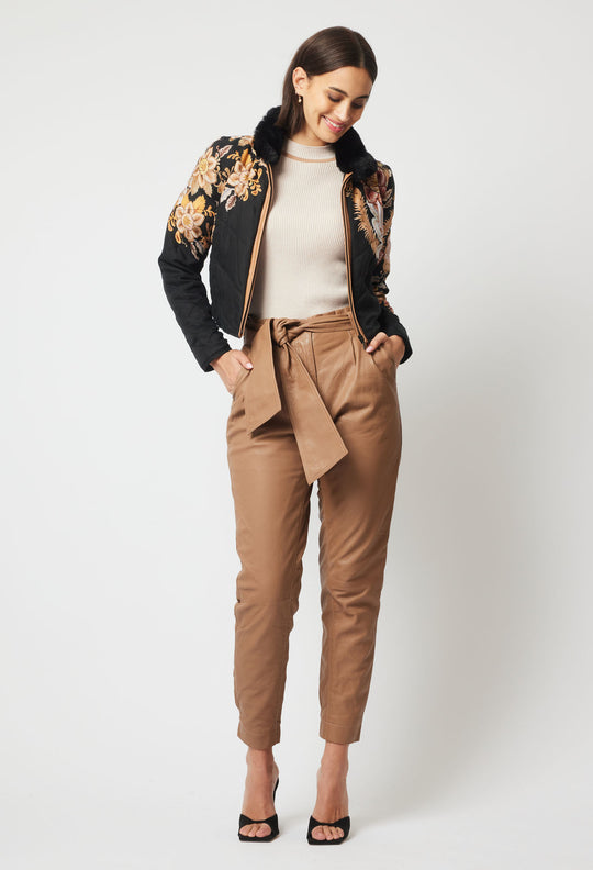 OnceWas Empress Cupro Viscose Bomber Jacket in Dragon Flower