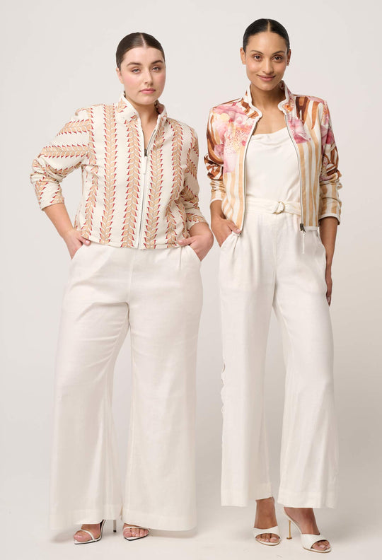 Delray Reversible Linen Viscose Jacket in Golden Promenade / Gilded Frond