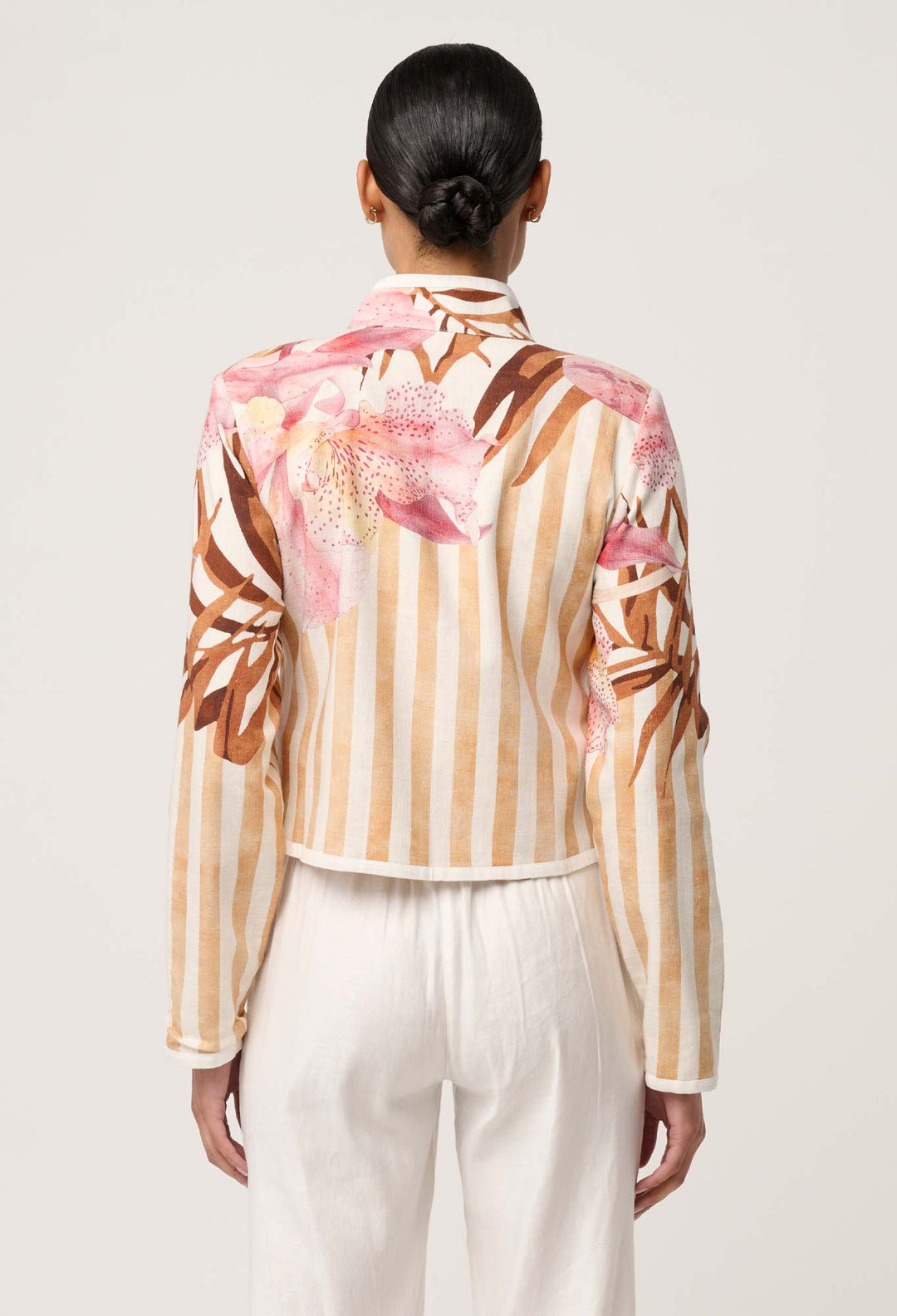 Delray Reversible Linen Viscose Jacket in Golden Promenade / Gilded Frond