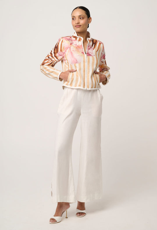 Delray Reversible Linen Viscose Jacket in Golden Promenade / Gilded Frond