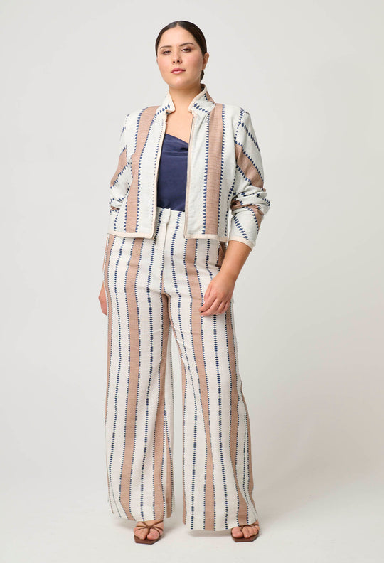 Delray Reversible Linen Viscose Jacket in Ink Flè/Cayman Stripe