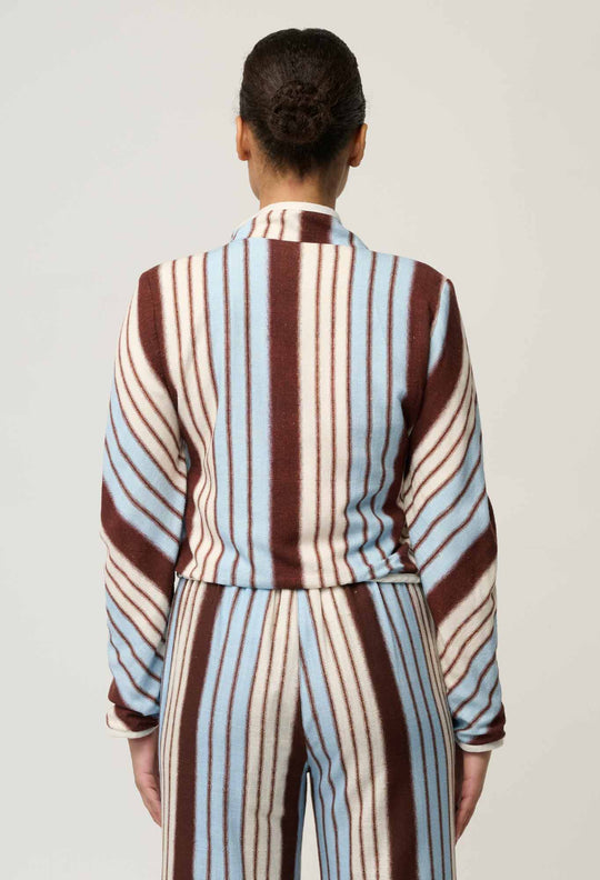Delray Reversible Linen Viscose Jacket in Nautilus Bloom / Iridescent Stripe