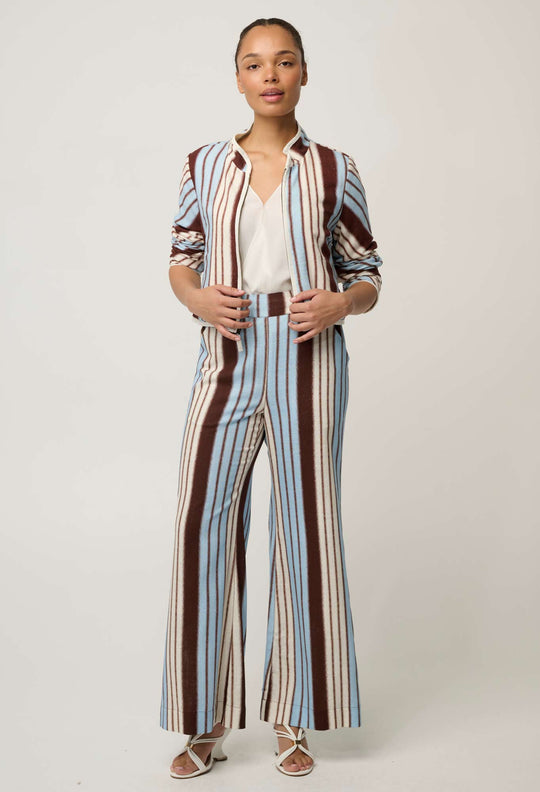 Delray Reversible Linen Viscose Jacket in Nautilus Bloom / Iridescent Stripe