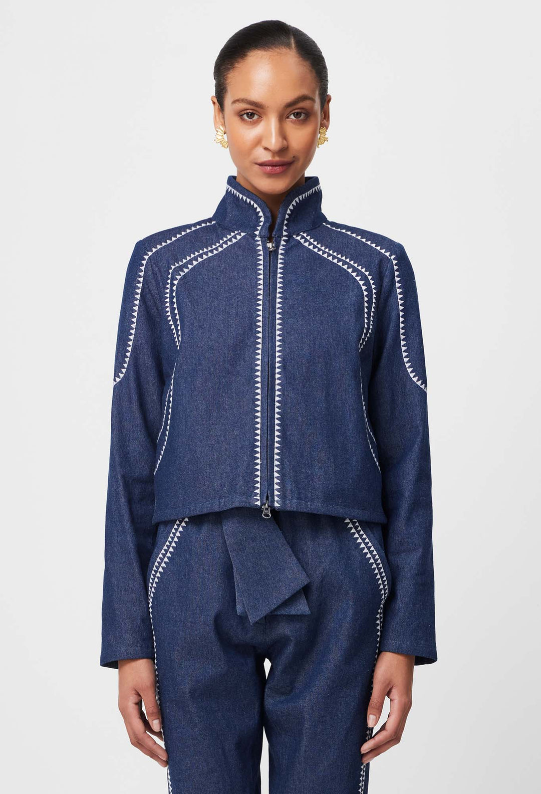 Delray Reversible Embroidered Cotton Jacket in Palm Shadow