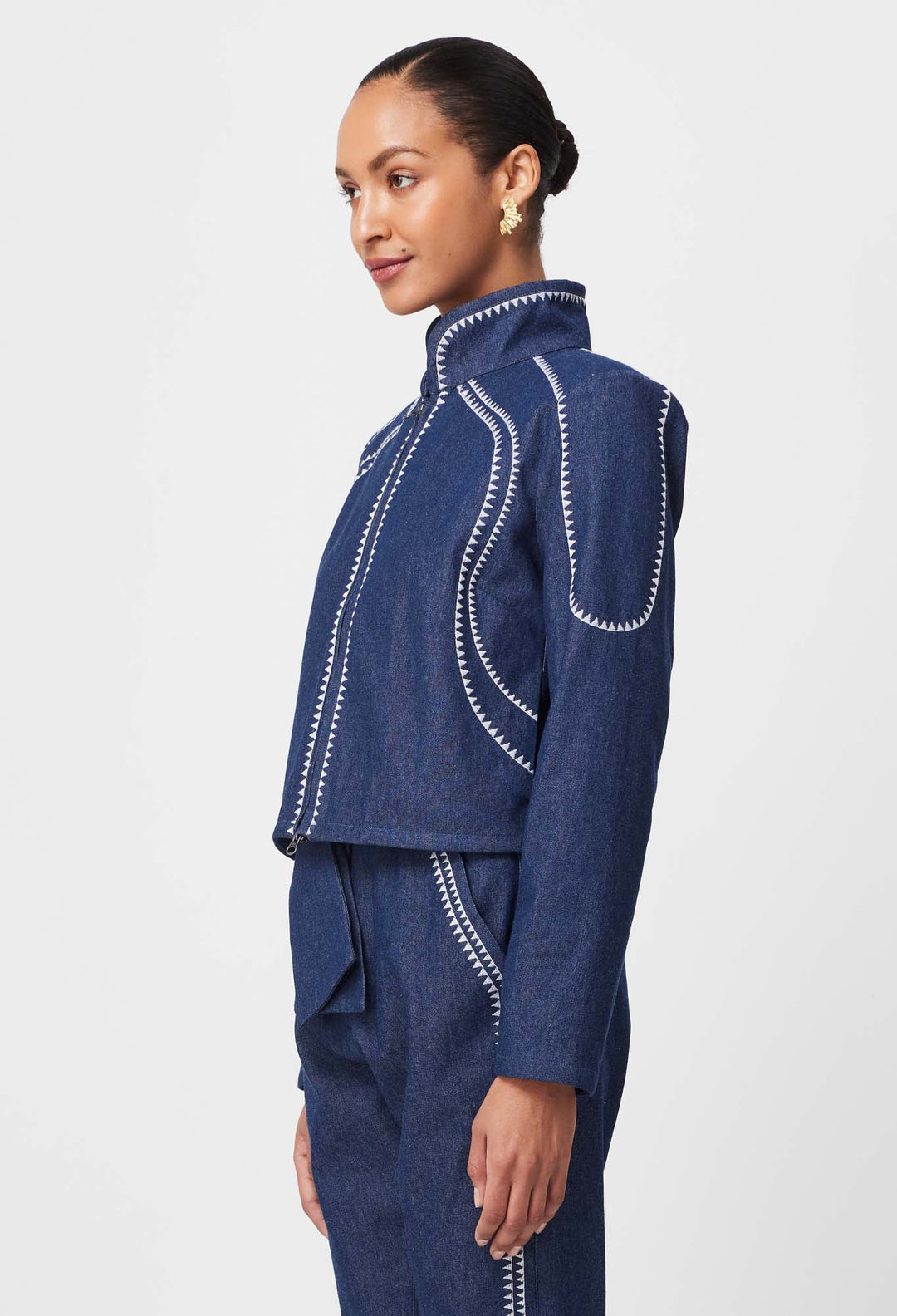 Delray Reversible Embroidered Cotton Jacket in Palm Shadow