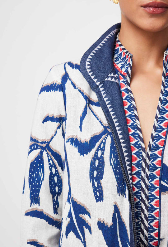 Delray Reversible Embroidered Cotton Jacket in Palm Shadow