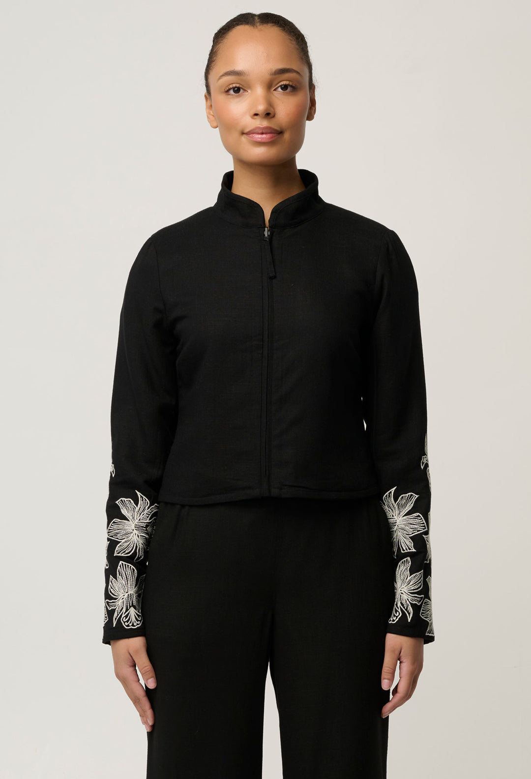 Delray Reversible Linen Viscose Jacket in Sunset Orchid/Noir Orchid