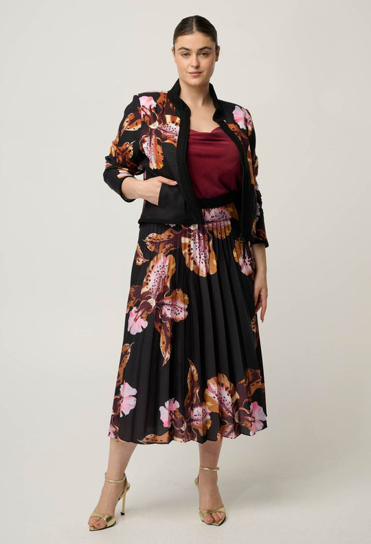 Delray Reversible Linen Viscose Jacket in Sunset Orchid/Noir Orchid