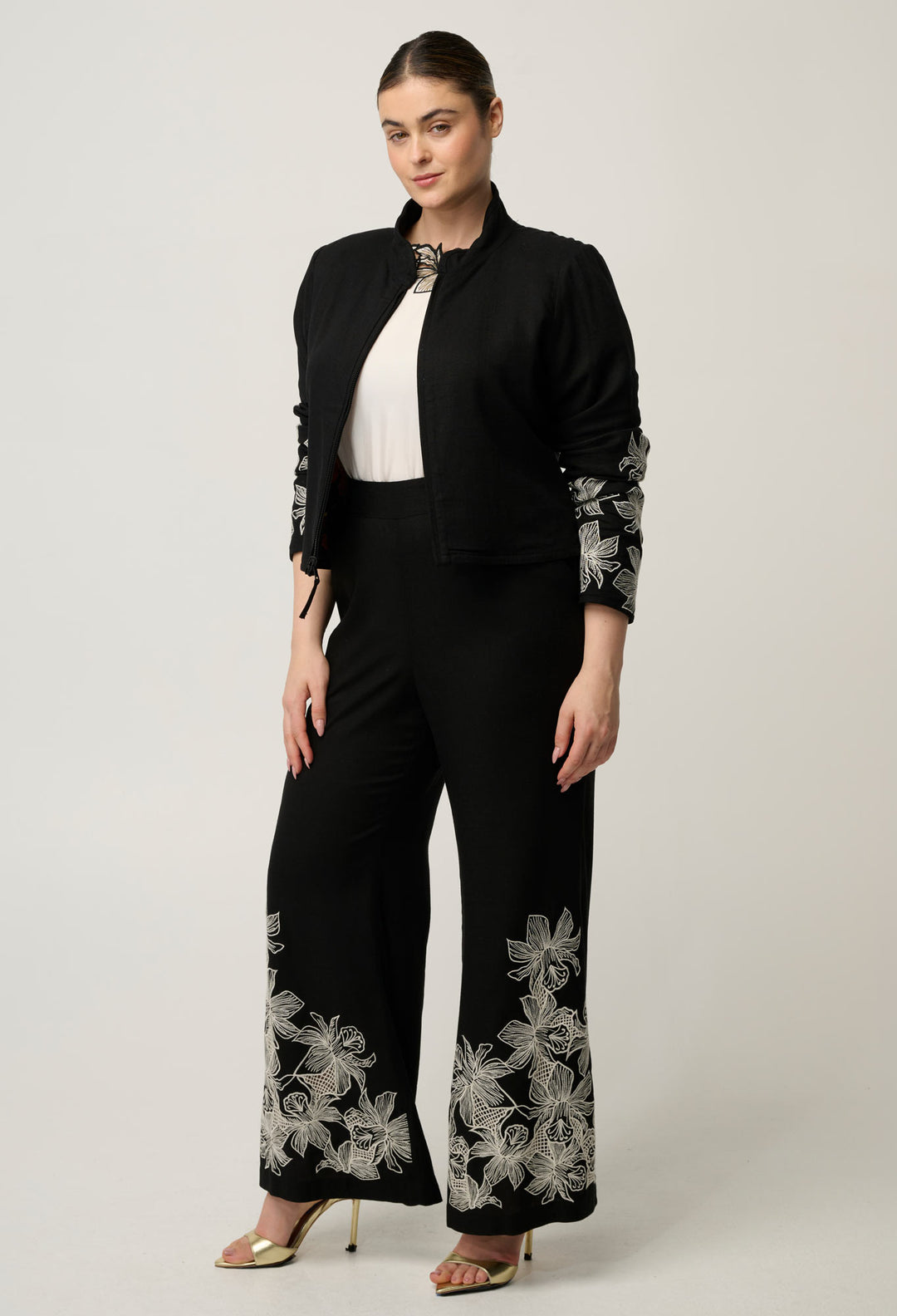 Delray Reversible Linen Viscose Jacket in Sunset Orchid/Noir Orchid