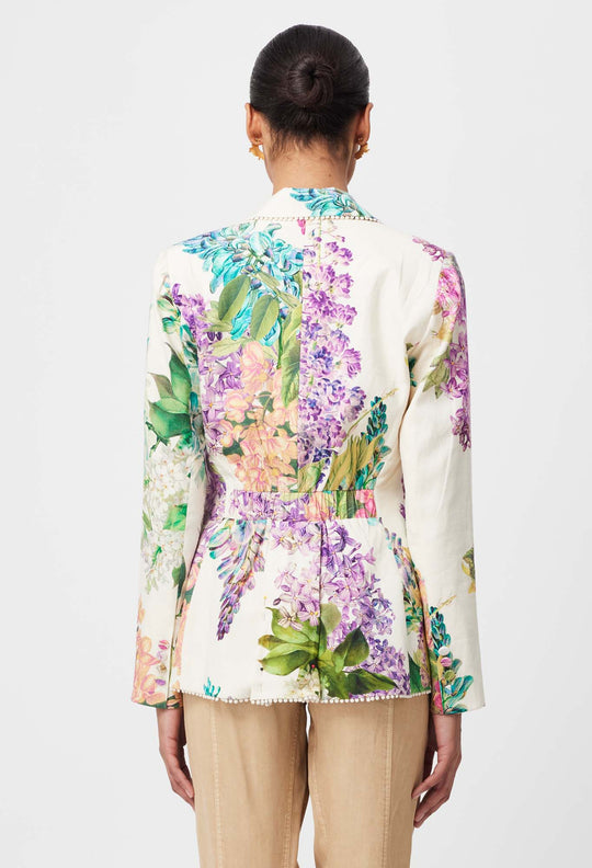 OnceWas Bahia Stretch Linen Viscose Blazer in Wisteria Alba