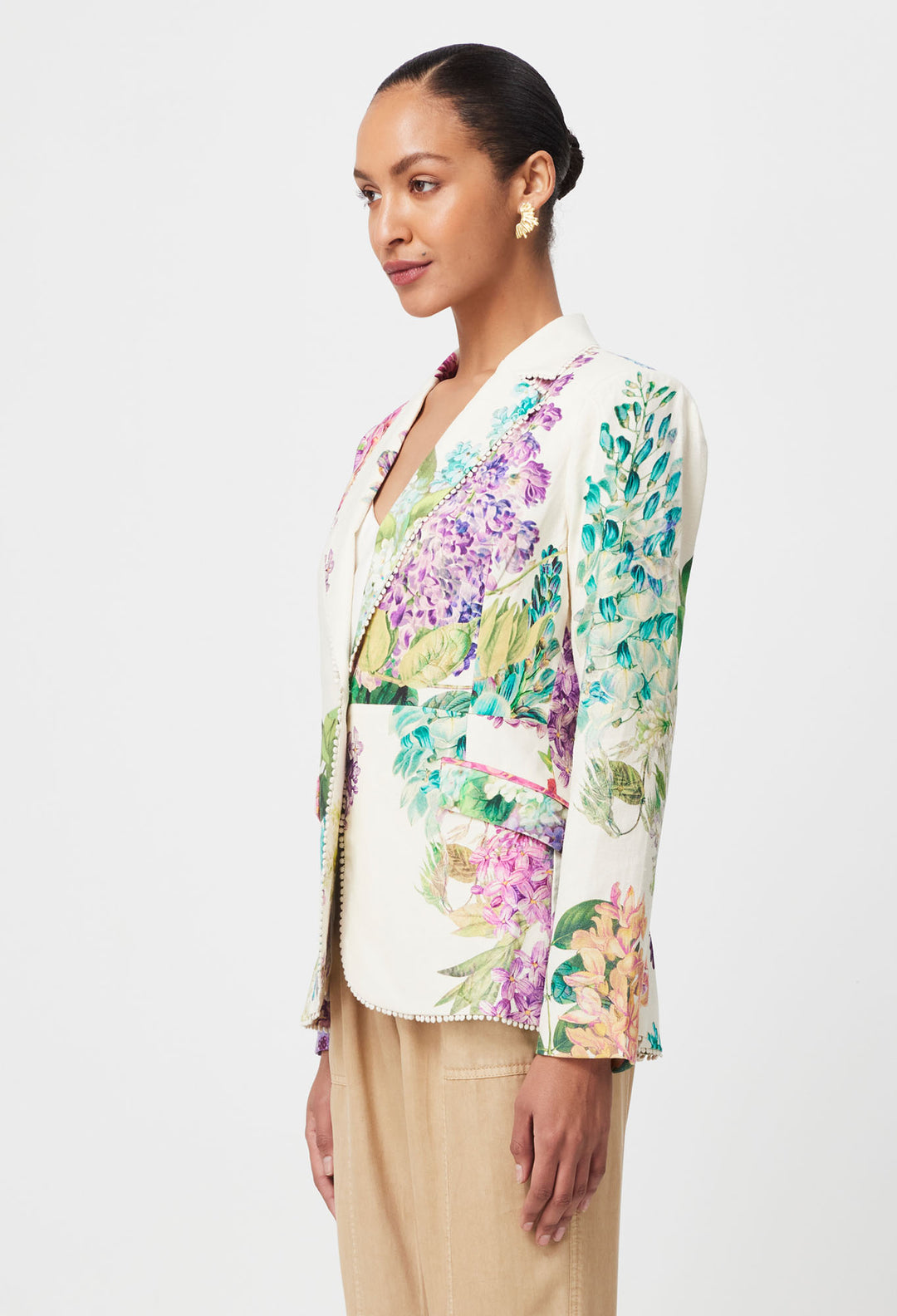 OnceWas Bahia Stretch Linen Viscose Blazer in Wisteria Alba