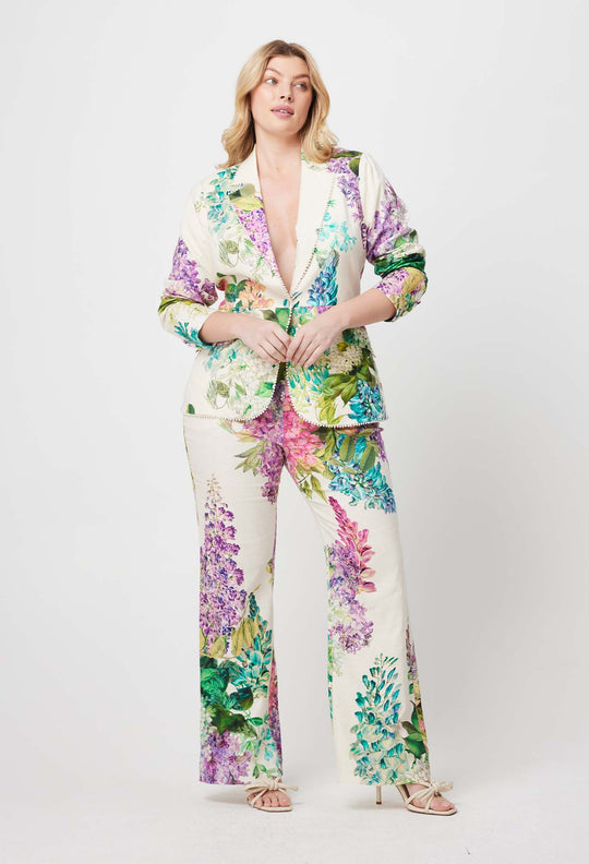 OnceWas Bahia Stretch Linen Viscose Blazer in Wisteria Alba