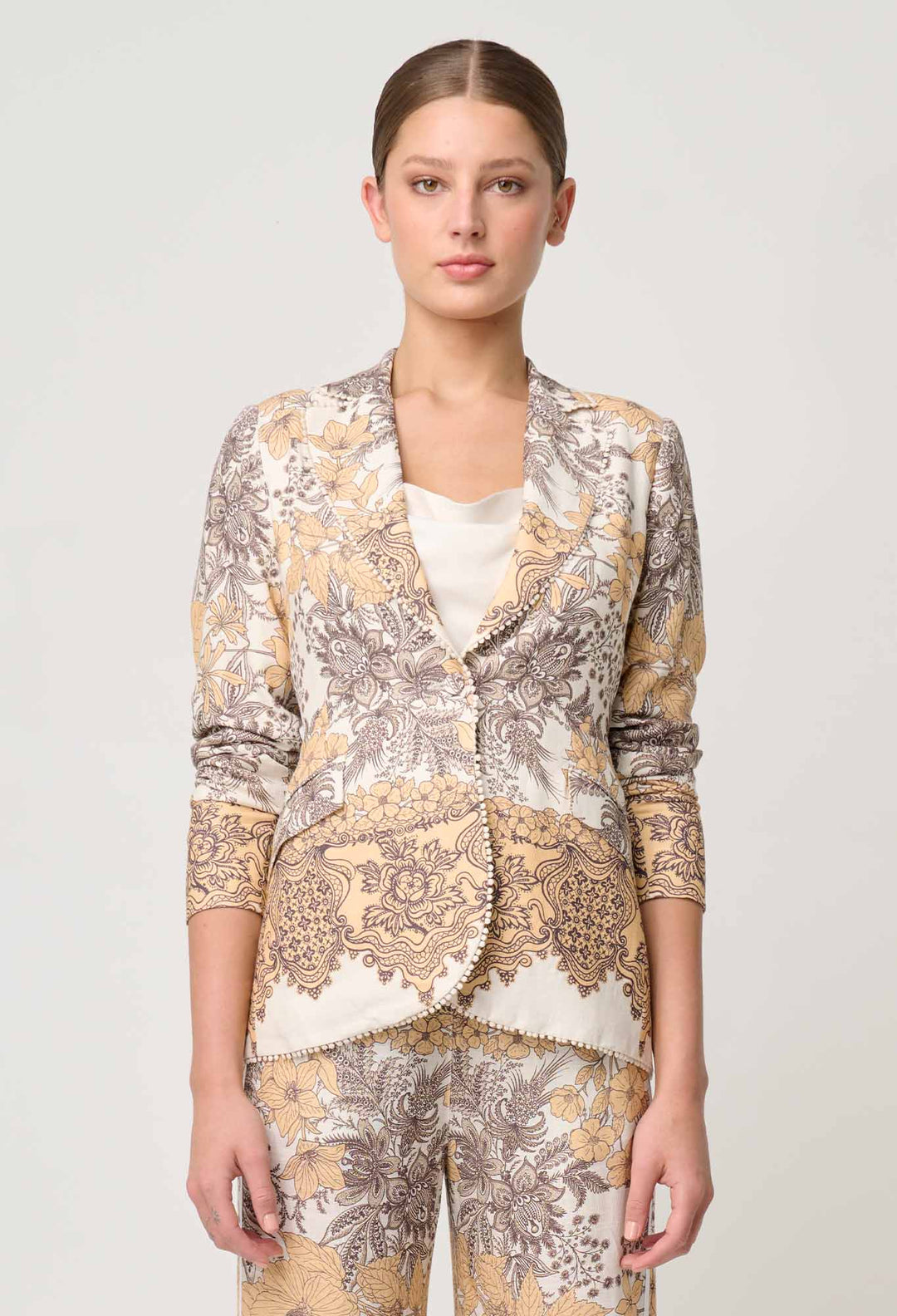 OnceWas Bahia Linen Viscose Blazer in Golden Mallow