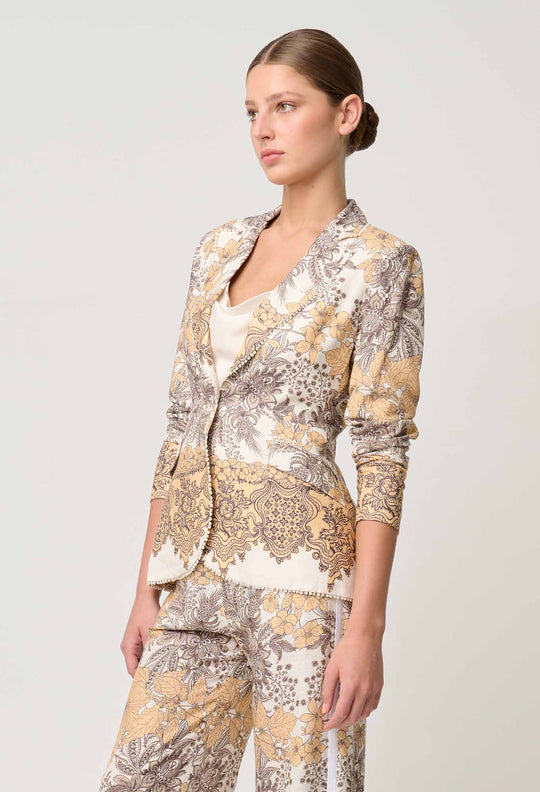 OnceWas Bahia Linen Viscose Blazer in Golden Mallow