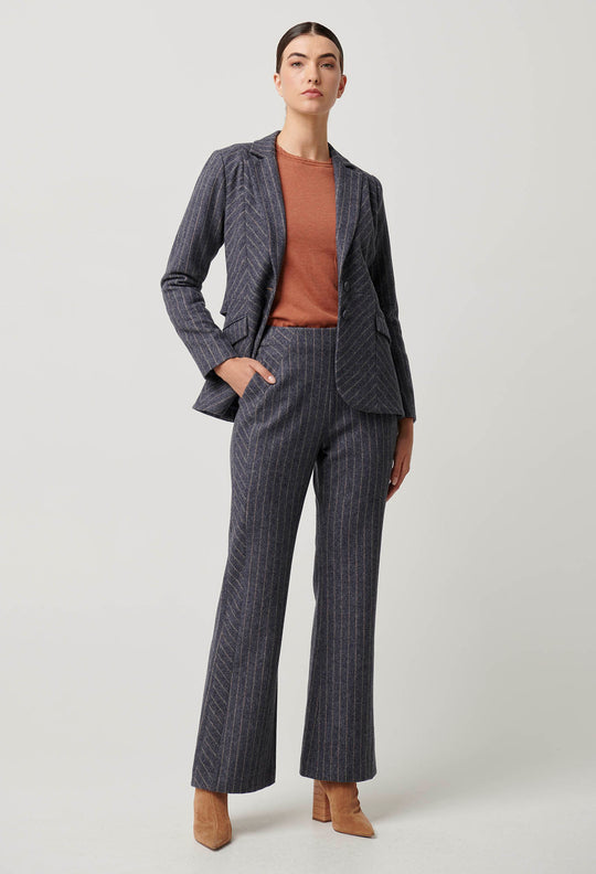 OnceWas Oaklyn Chevron Stripe Panelled Blazer in Bluestone stripe