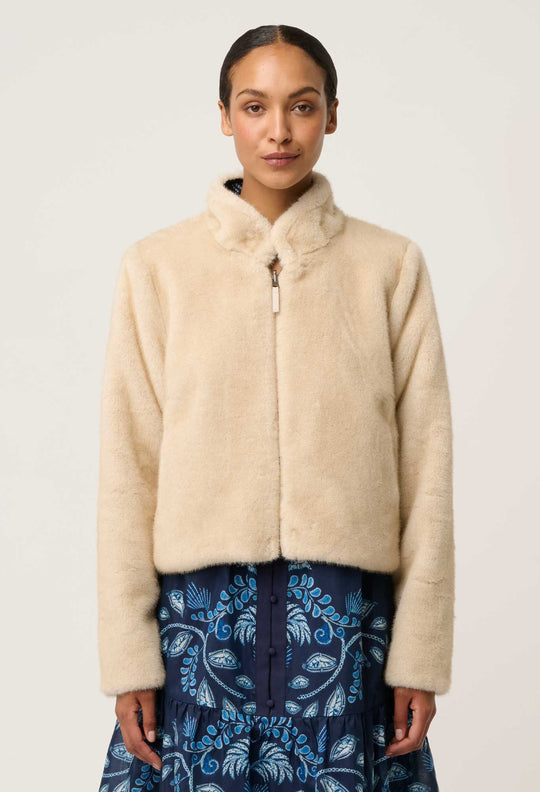 Rylie Reversible Faux Fur Jacket in Altamira & Blanca