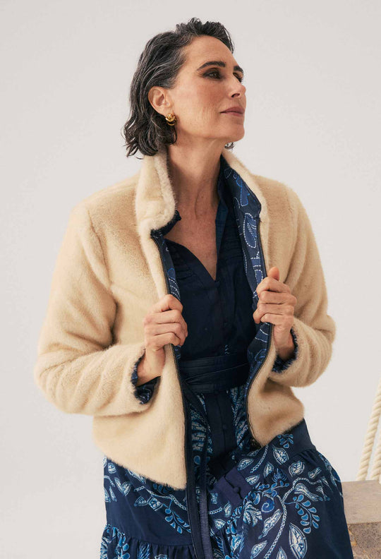 Rylie Reversible Faux Fur Jacket in Altamira & Blanca