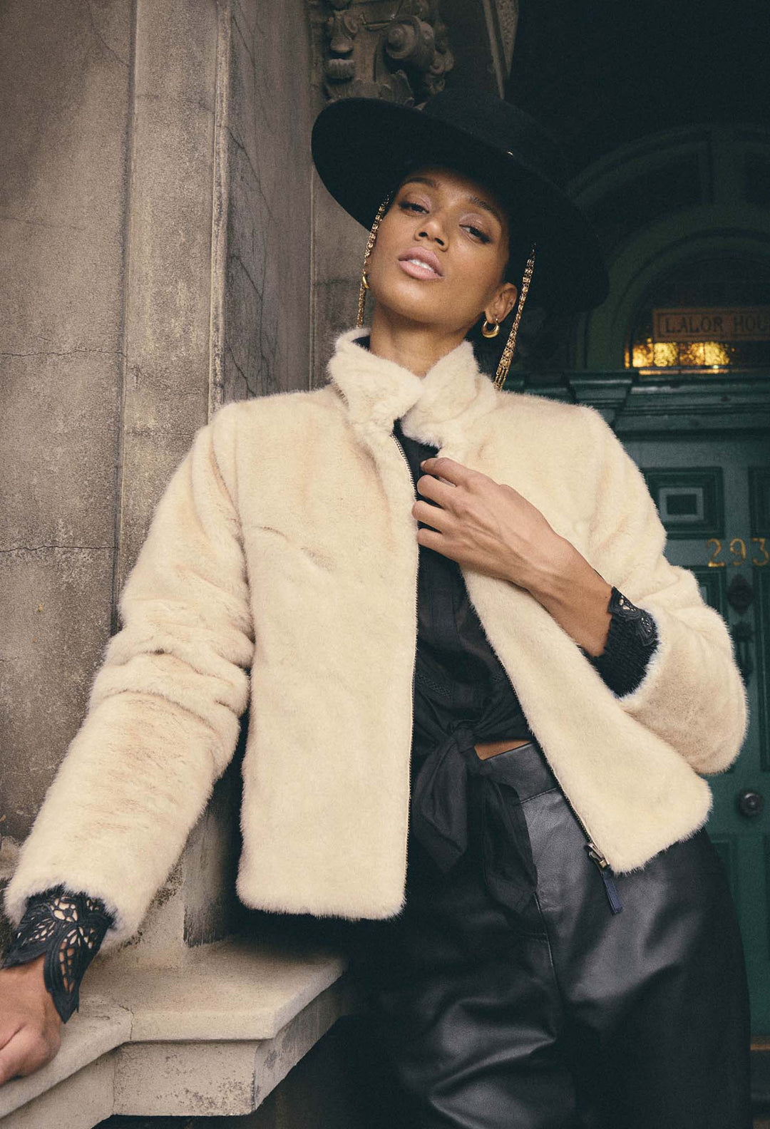 OnceWas Rylie Reversible Faux Fur Jacket in Altamira & Blanca