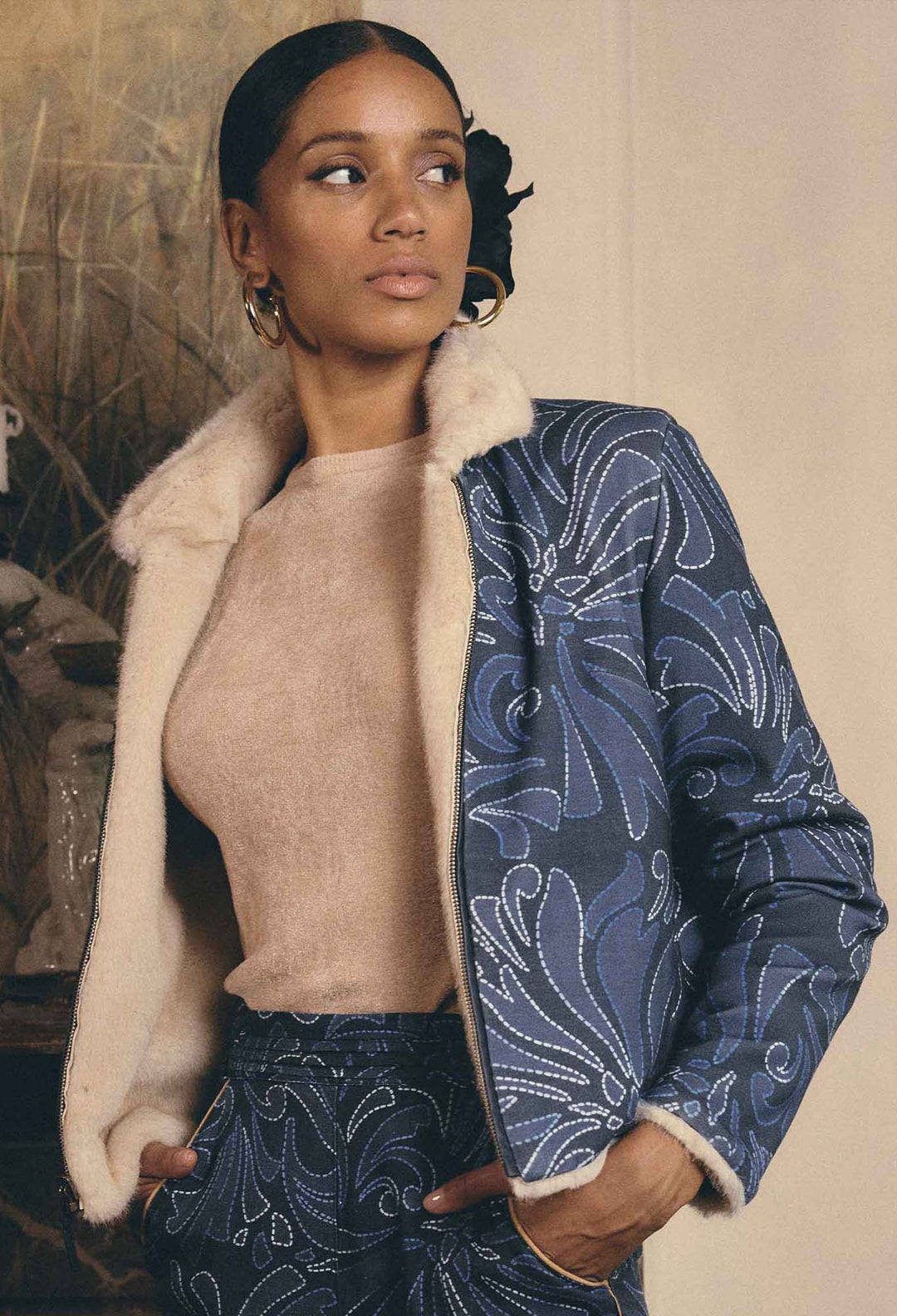 OnceWas Rylie Reversible Faux Fur Jacket in Altamira & Blanca