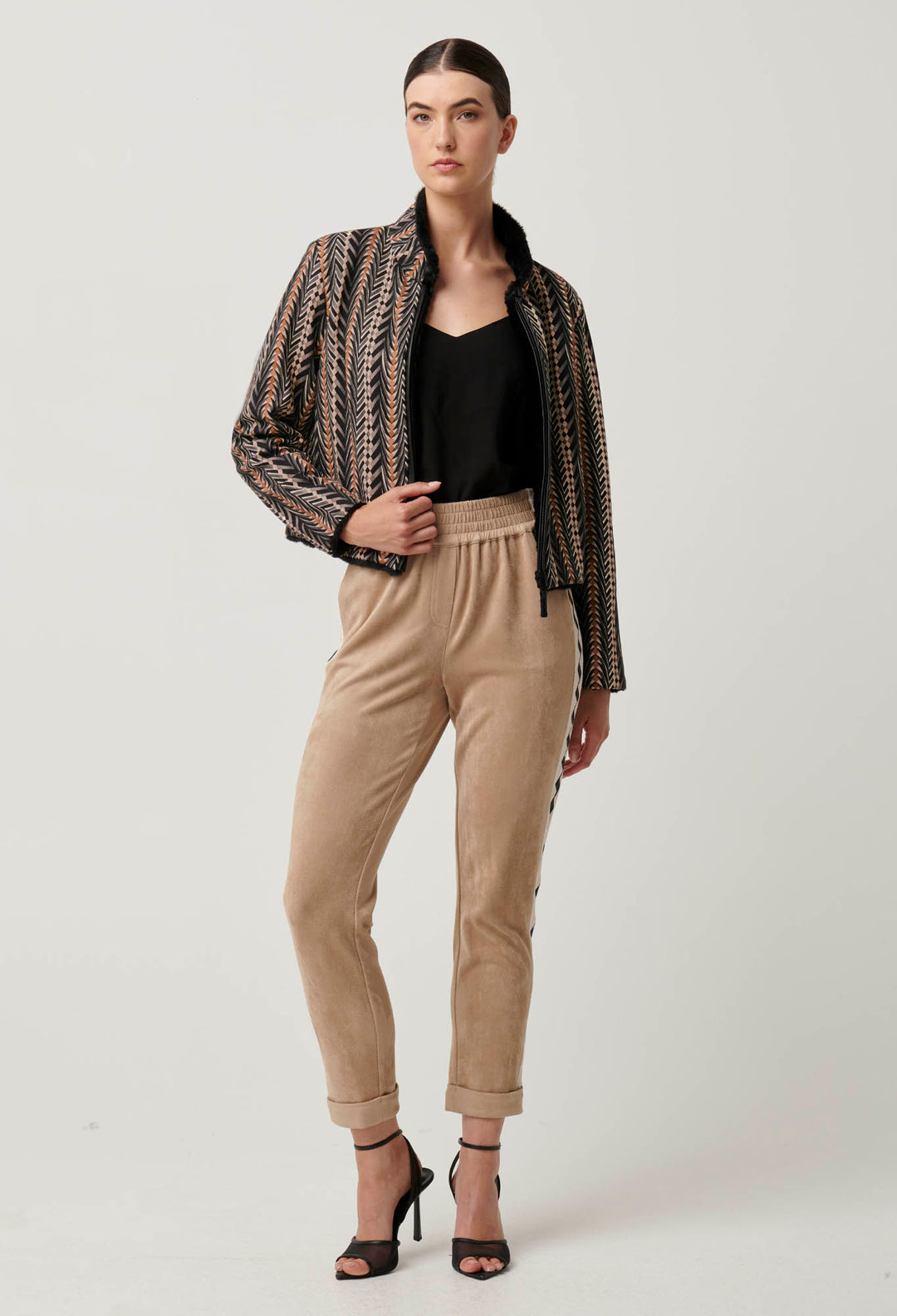 OnceWas Everley Faux Suede Jogger in Wheat