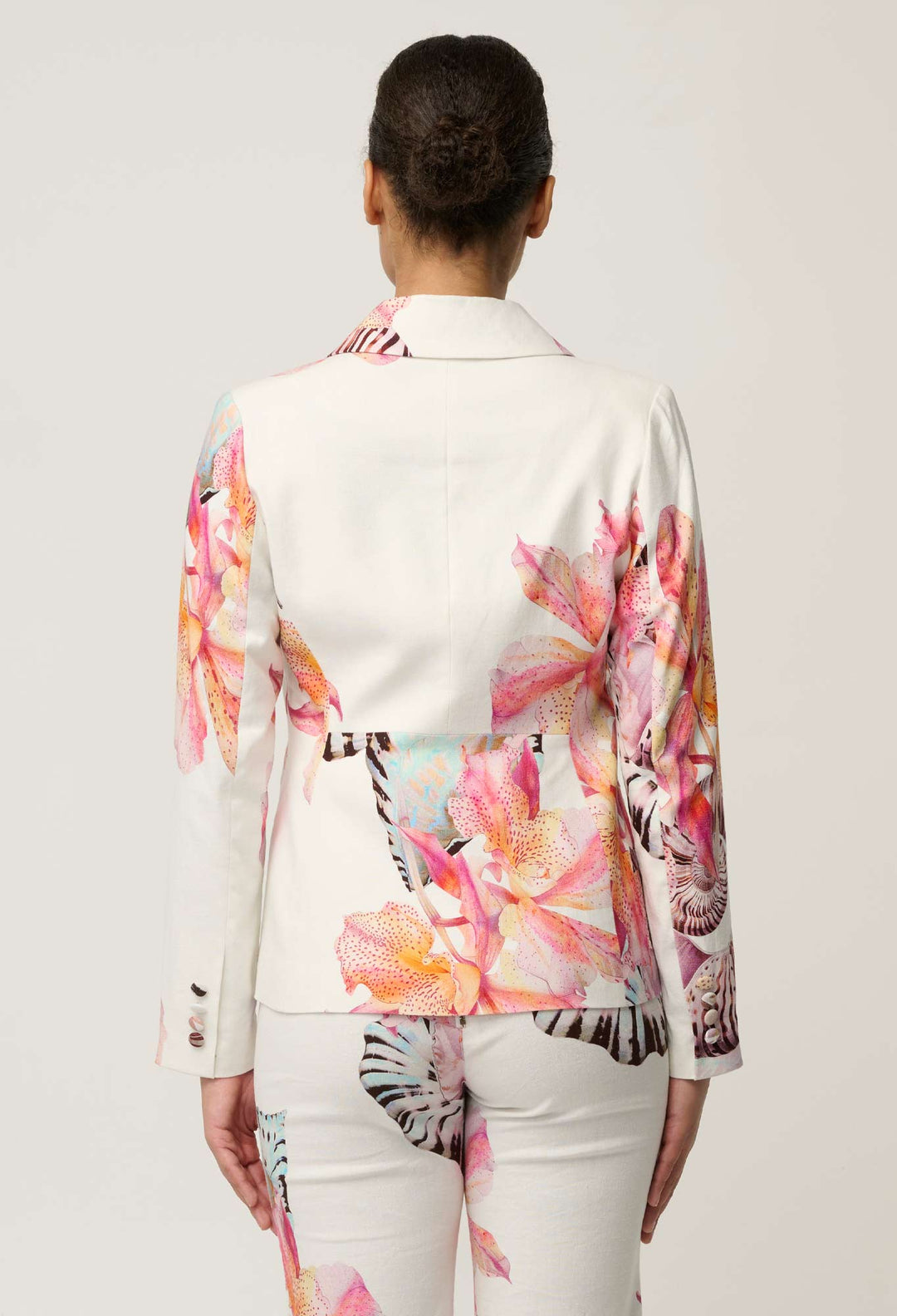 Kelsey Stretch Linen Viscose Blazer in Nautilus Bloom