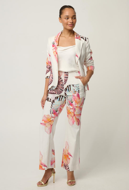 Kelsey Stretch Linen Viscose Blazer in Nautilus Bloom