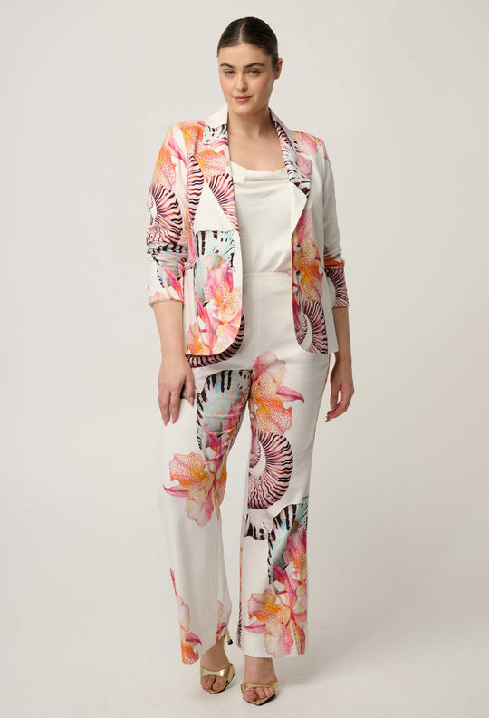Kelsey Stretch Linen Viscose Blazer in Nautilus Bloom