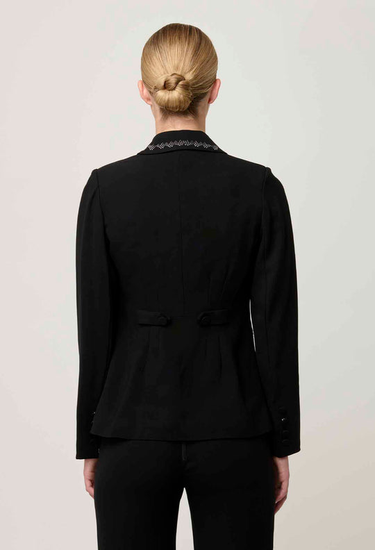 Elvira Viscose Stretch Crepe Blazer in Onyx