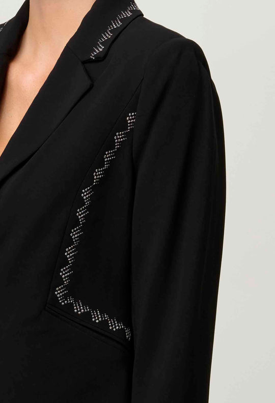 Elvira Viscose Stretch Crepe Blazer in Onyx