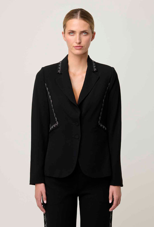 Elvira Viscose Stretch Crepe Blazer in Onyx