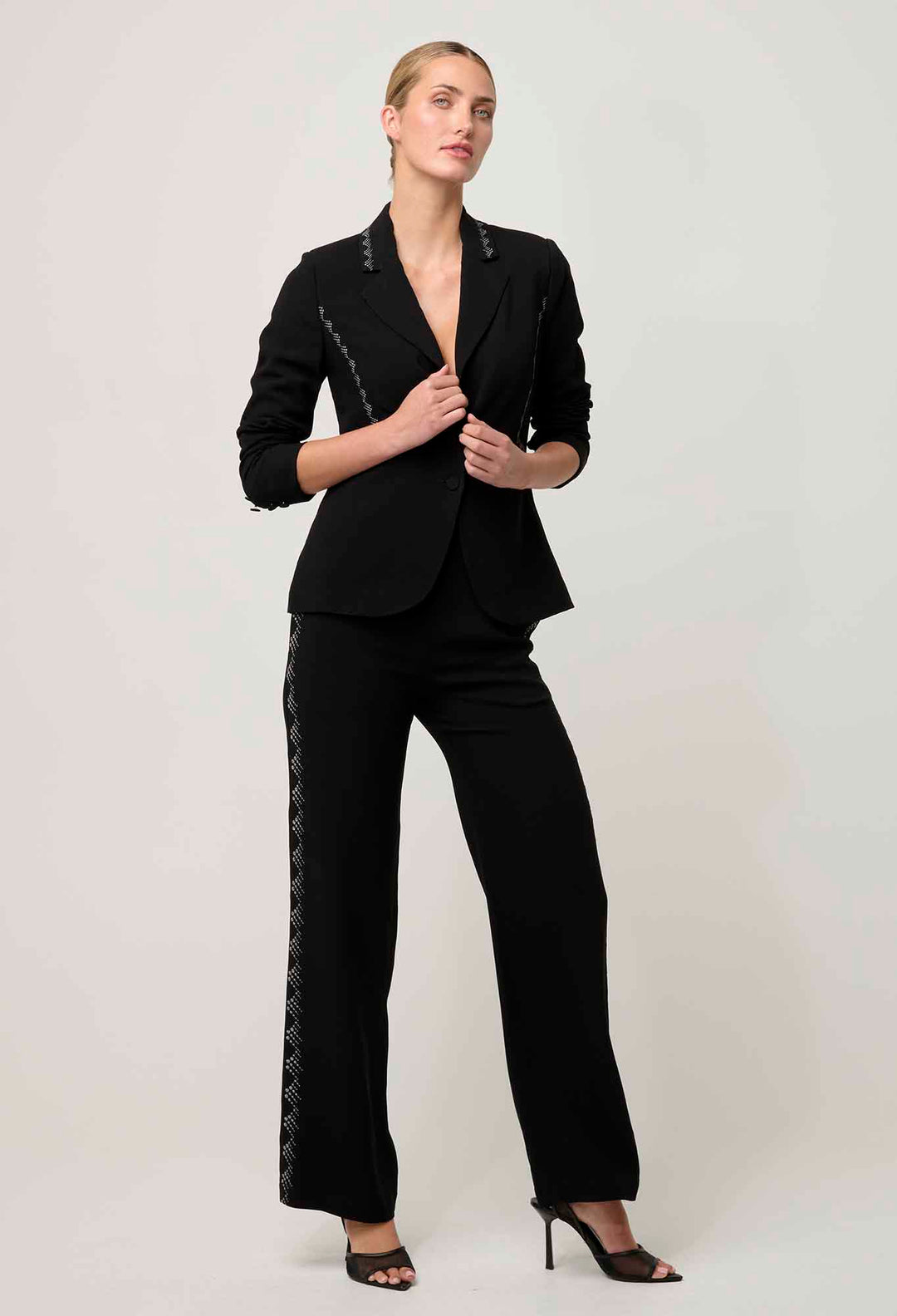 Elvira Viscose Stretch Crepe Blazer in Onyx