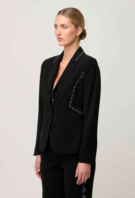 Elvira Viscose Stretch Crepe Blazer in Onyx