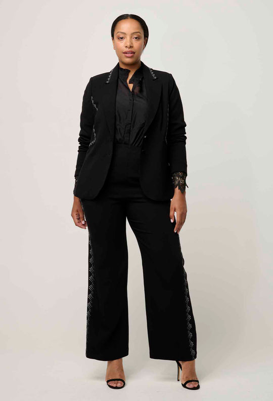 Elvira Viscose Stretch Crepe Blazer in Onyx
