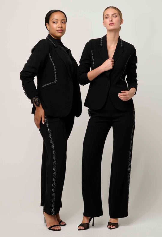 Elvira Viscose Stretch Crepe Blazer in Onyx