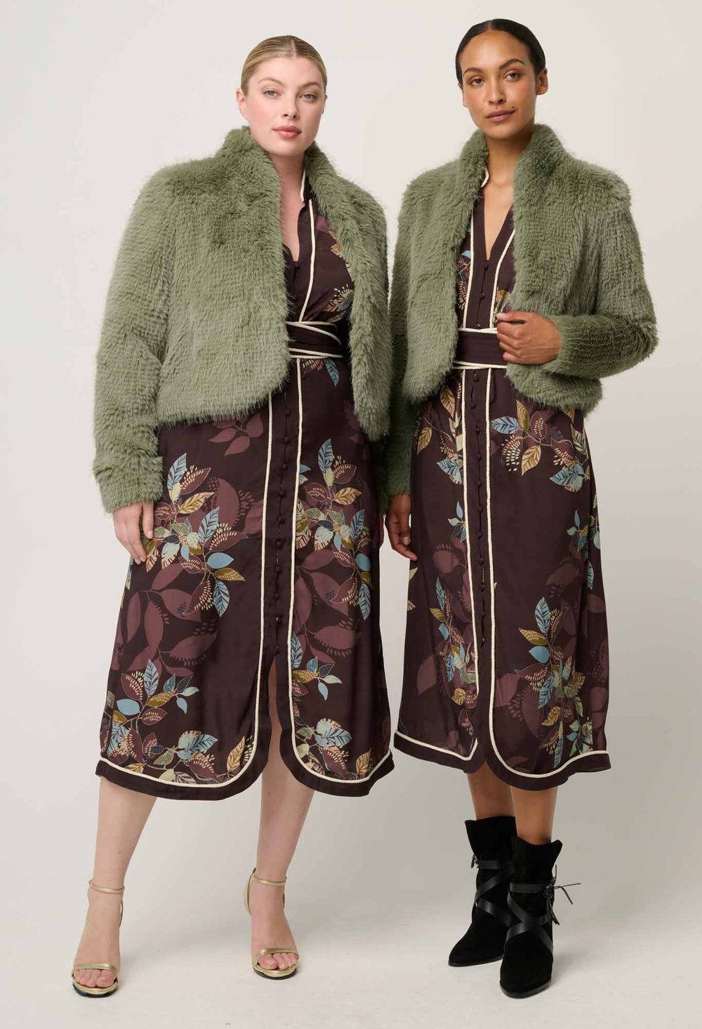 Reina Faux Fur Jacket in Jade Mist