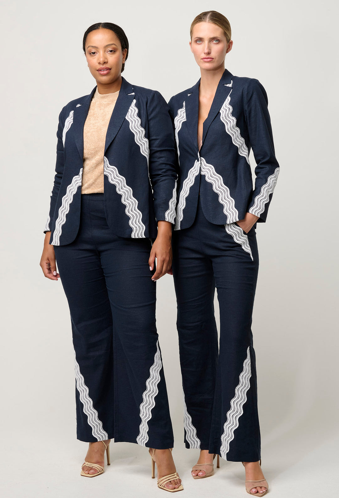 OnceWas Leandro Lace Viscose Stretch Blazer in Night Sky