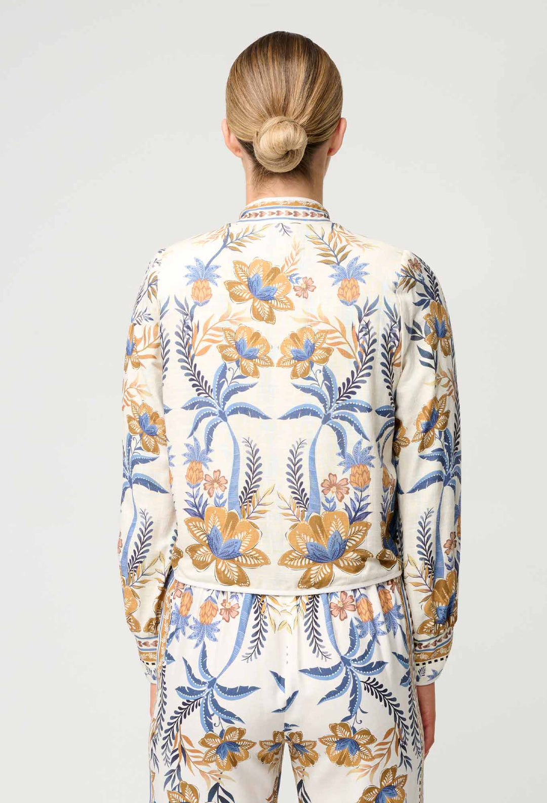 OnceWas Aurora Reversible Linen Viscose Jacket in Golden Medina / Marrakech Topaz