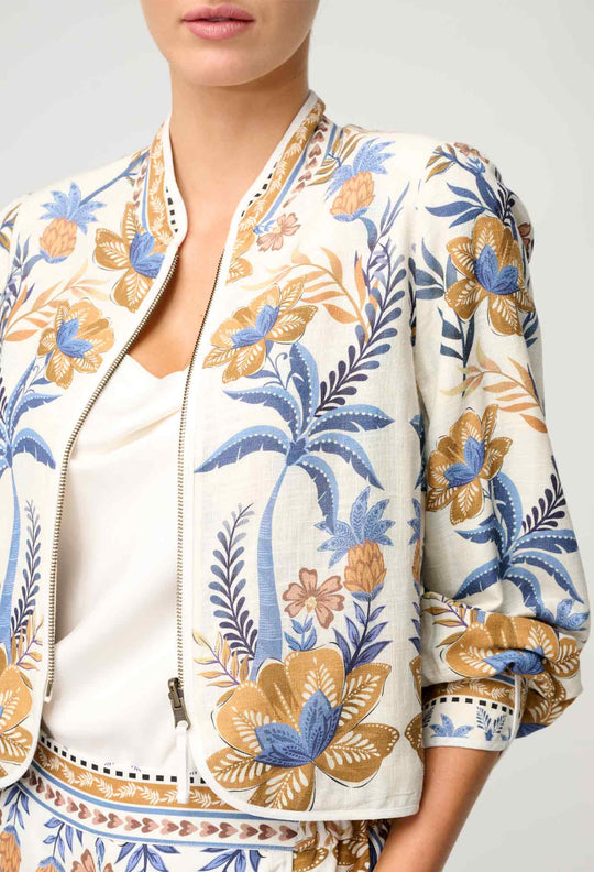 OnceWas Aurora Reversible Linen Viscose Jacket in Golden Medina / Marrakech Topaz