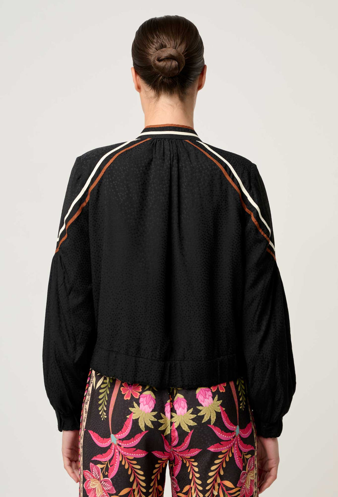 OnceWas Arabella Reversible Viscose Jacket in Anthos Lótos/Black