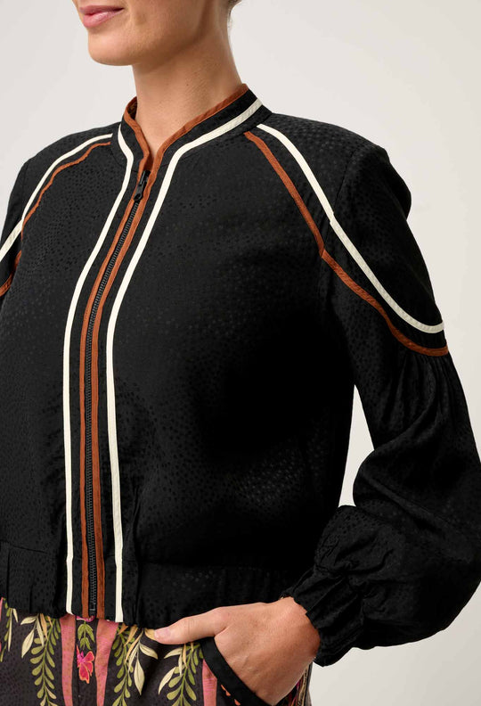 OnceWas Arabella Reversible Viscose Jacket in Anthos Lótos/Black