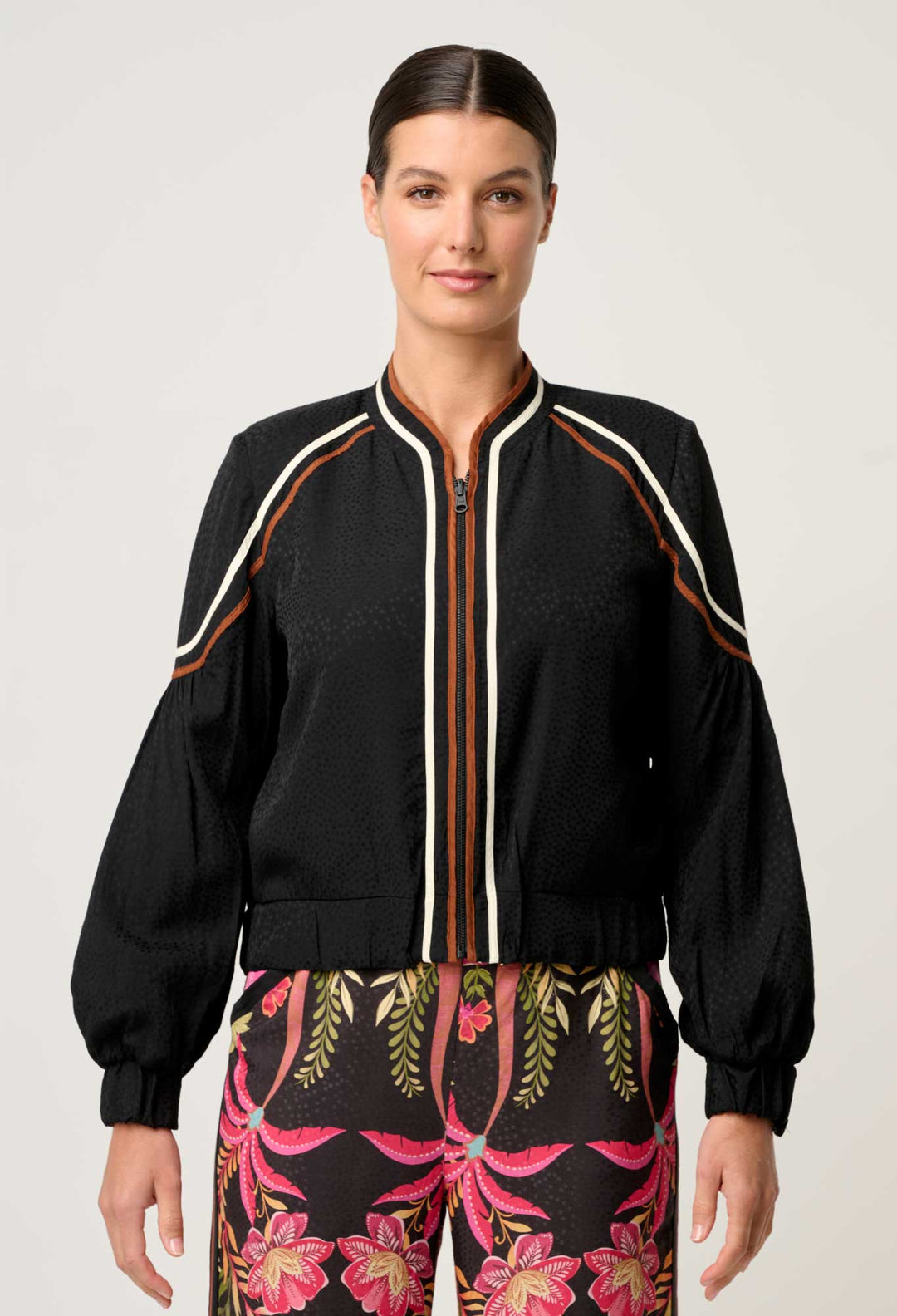 OnceWas Arabella Reversible Viscose Jacket in Anthos Lótos/Black