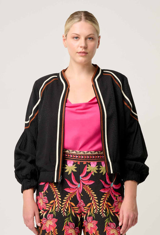OnceWas Arabella Reversible Viscose Jacket in Anthos Lótos/Black